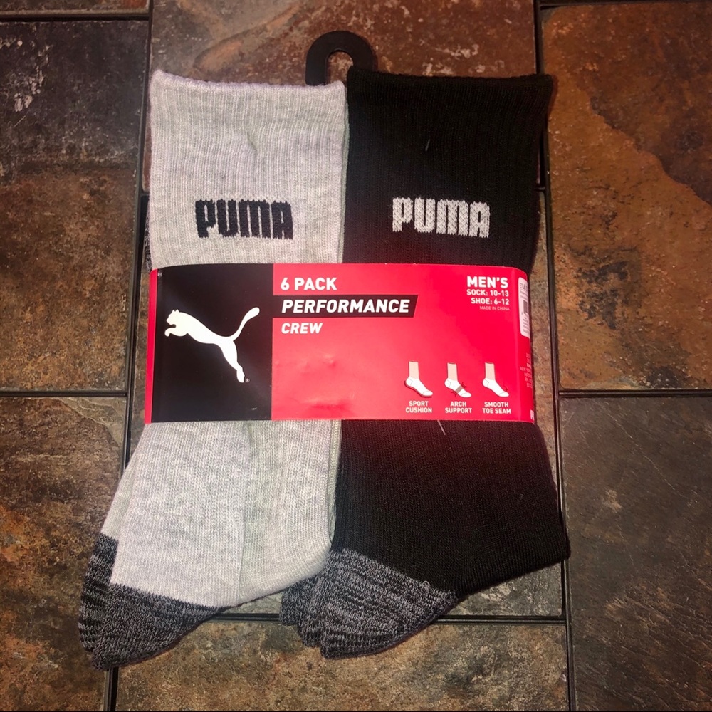 NWT Puma Men’s Performance Crew Socks 6-Pack